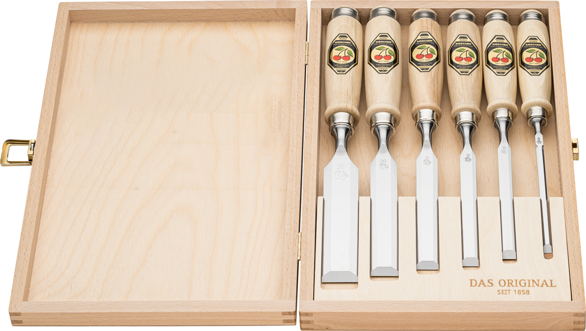 Kirschen Stechbeitel 6er Set im Holzkasten