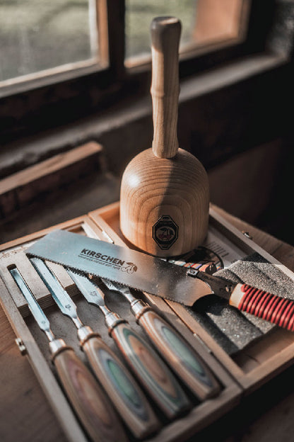 Kirschen Stechbeitel 4er mit Skateboardheft (W.I.N.A.C.) im Holzkasten