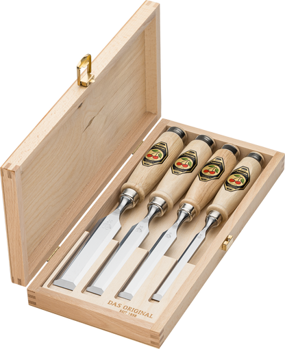 Kirschen Stechbeitel 4er Set im Holzkasten