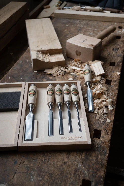 Kirschen Stechbeitel 6er Set im Holzkasten