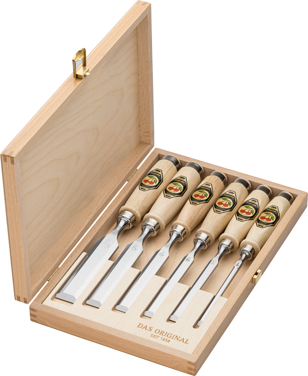 Kirschen Stechbeitel 6er Set im Holzkasten